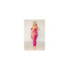 Ensemble Soutien-gorge et jupe longue en filet rose, grande taille 
